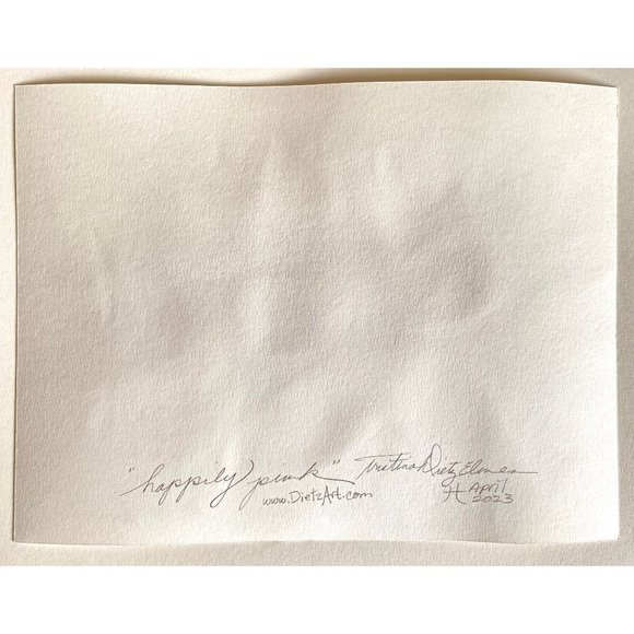 Happily Pink - Original Wall Art Handmade Watercolor Flower Artist Signed Painti - Picture 9 of 10